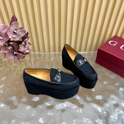 GG HIGH LOAFER IN BLACK FABRIC WITH EMBOSSED LOGO