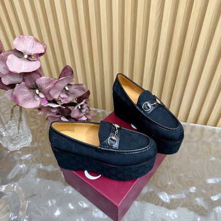 GG HIGH LOAFER IN BLACK FABRIC WITH EMBOSSED LOGO