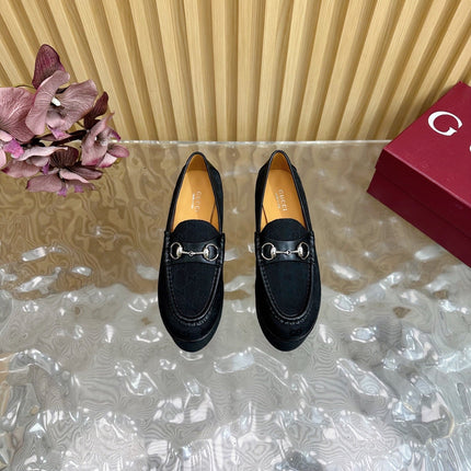 GG HIGH LOAFER IN BLACK FABRIC WITH EMBOSSED LOGO