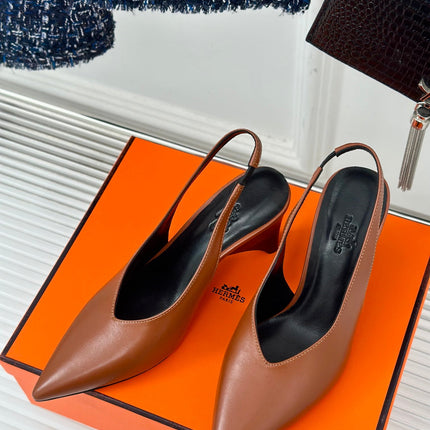 HIGH HEEL 75 MM POINTED- TOE SANDAL IN BRONZE BROWN CALFSKIN