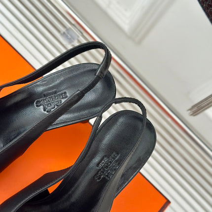 HIGH HEEL 75 MM POINTED- TOE SANDAL IN BLACK CALFSKIN