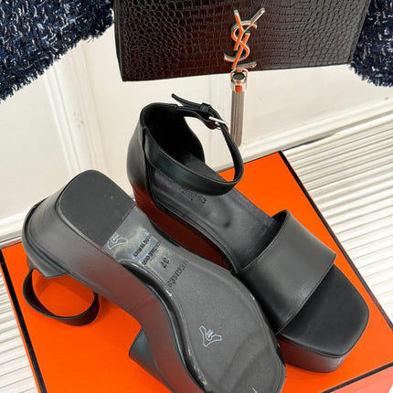 ILLUSION 35 SANDAL IN BLACK CALFSKIN