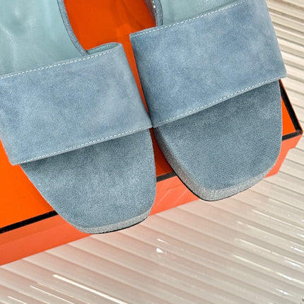 ILLUSION 35 SANDAL IN LIGHT BLUE SUEDE WITH RHINESTONE DETAILS