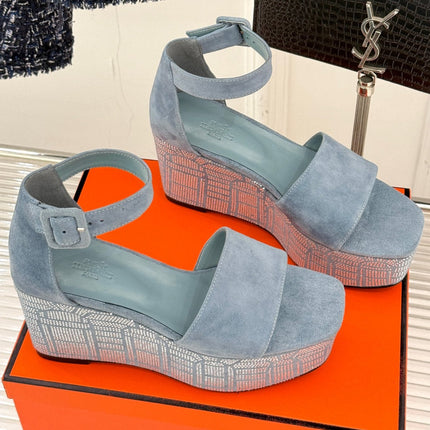 ILLUSION 35 SANDAL IN LIGHT BLUE SUEDE WITH RHINESTONE DETAILS