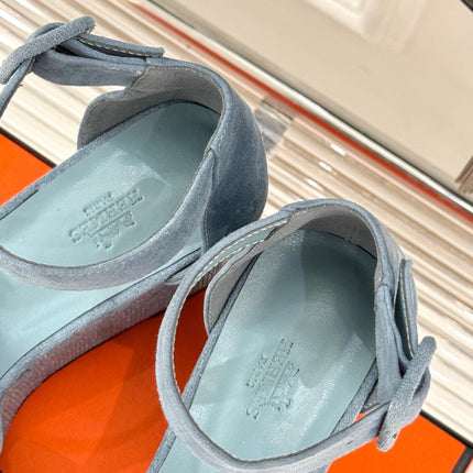 ILLUSION 35 SANDAL IN LIGHT BLUE SUEDE WITH RHINESTONE DETAILS