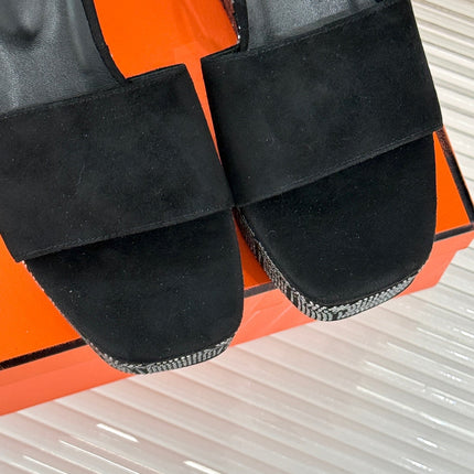 ILLUSION 35 SANDAL IN BLACK SUEDE WITH RHINESTONE DETAILS