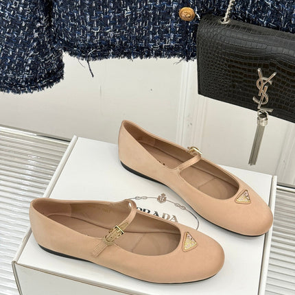 PRADA 25S BALLERINAS IN NUDE SATIN