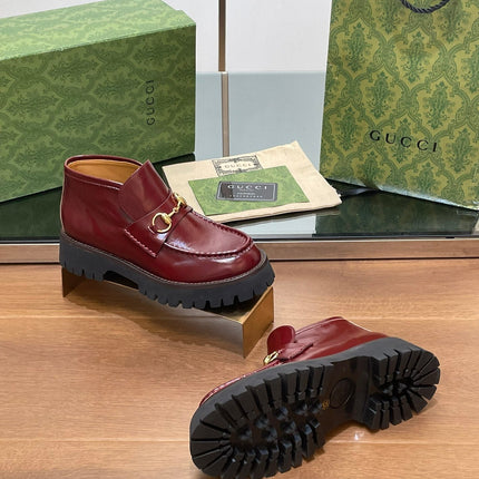 HORSEBIT ANKLE BOOTS 4.5CM IN BURGUNDY RED CALFSKIN