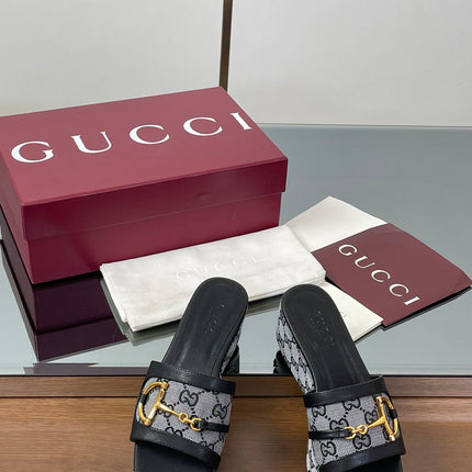 HIGH 6.3 CM WEDGE SANDALS IN BLACK CALFSKIN AND FABRIC