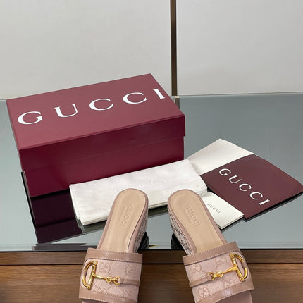 HIGH 6.3 CM WEDGE SANDALS IN DUSTY PINK CALFSKIN AND FABRIC