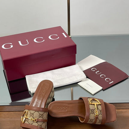 HIGH 6.3 CM WEDGE SANDALS IN BROWN CALFSKIN AND FABRIC