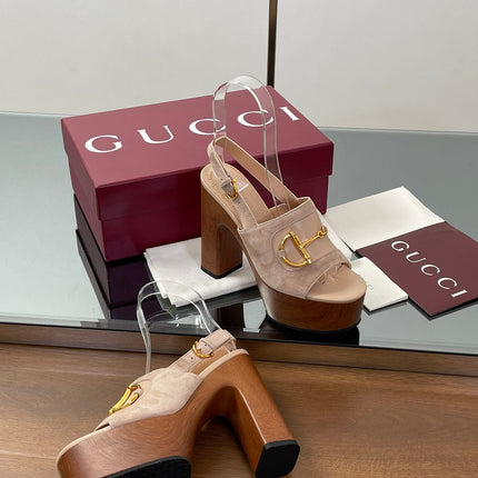 HIGH HEEL SANDALS 13 CM IN BEIGE CALFSKIN MIX SUEDE GOLD HARDWARE