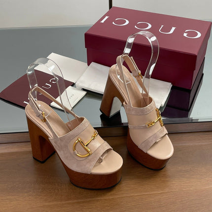 HIGH HEEL SANDALS 13 CM IN BEIGE CALFSKIN MIX SUEDE GOLD HARDWARE