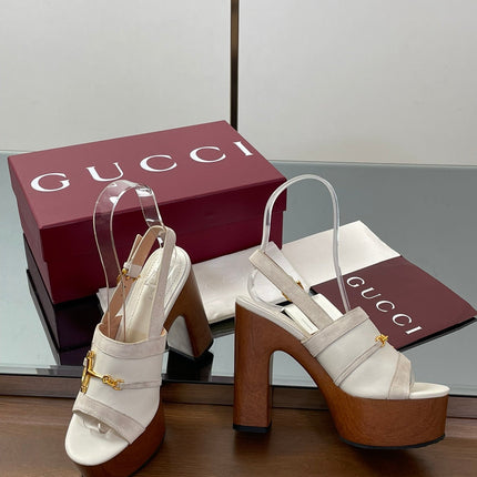 HIGH HEEL SANDALS 13 CM IN CREAM WHITE CALFSKIN MIX SUEDE GOLD HARDWARE