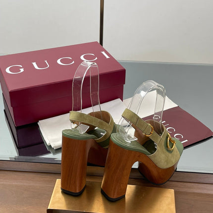 HIGH HEEL SANDALS 13 CM IN MOSS GREEN CALFSKIN MIX SUEDE GOLD HARDWARE