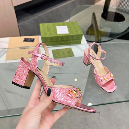 GG HIGH HEELS SANDALS 60 IN SHINY PINK LAMBSKIN