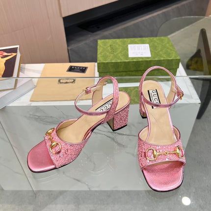 GG HIGH HEELS SANDALS 60 IN SHINY PINK LAMBSKIN