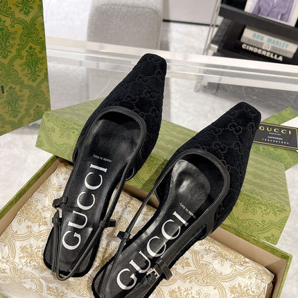 SLINGBACK FLATS IN BLACK VELVET