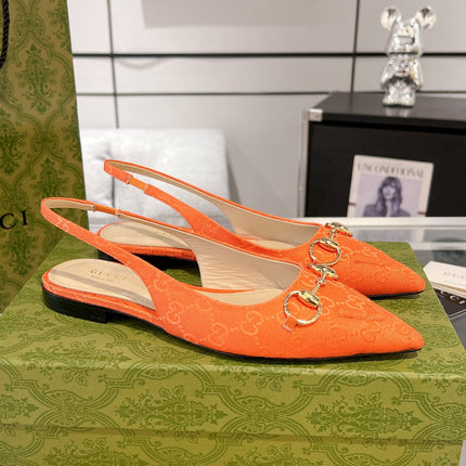 GG HORSEBIT SLINGBACK BALLET FLAT ORANGE CANVAS