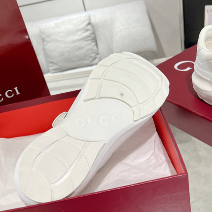 GG WAVE SNEAKER IN RICE WHITE CALFSKIN WITH HANDWRITTEN LOGO