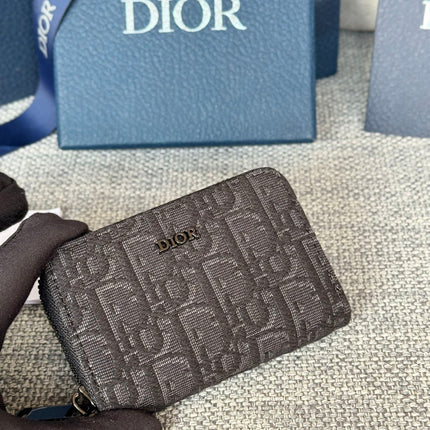 ZIPPED MINI WALLET 10 IN BLACK MONOGRAM OBLIQUE JACQUARD