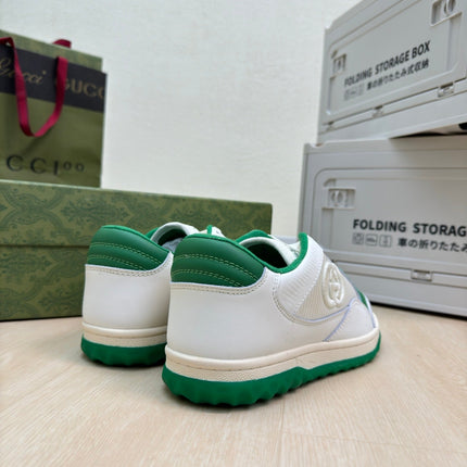 GG INTERLOCKING G SNEAKER WHITE GREEN CALFSKIN AND FABRIC