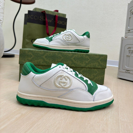 GG INTERLOCKING G SNEAKER WHITE GREEN CALFSKIN AND FABRIC