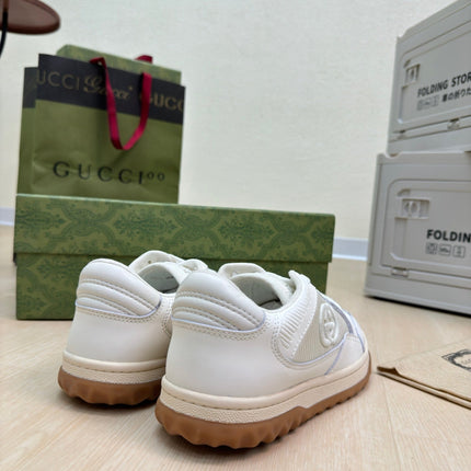 GG INTERLOCKING G SNEAKER WHITE BEIGE CALFSKIN AND FABRIC