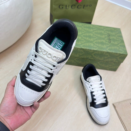 GG INTERLOCKING G SNEAKER BLACK WHITE CALFSKIN AND FABRIC