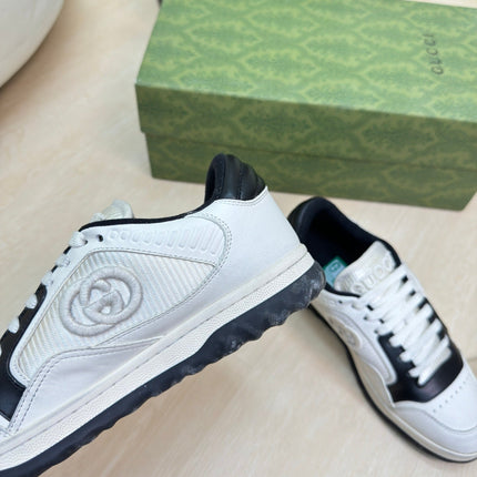 GG INTERLOCKING G SNEAKER BLACK WHITE CALFSKIN AND FABRIC