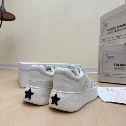STAR PLATFORM SNEAKER IN WHITE CALFSKIN AND SUEDE