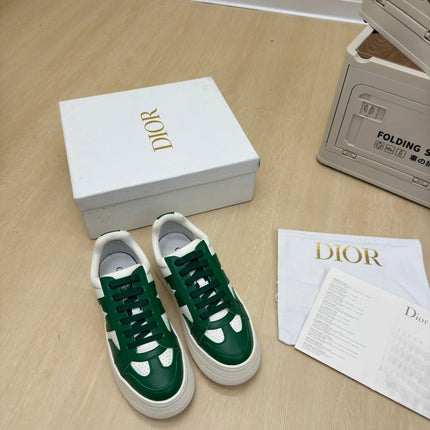 STAR PLATFORM SNEAKER IN WHITE MIX EMERALD GREEN CALFSKIN