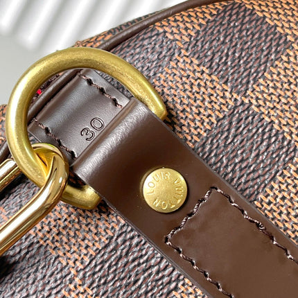 SPEEDY BANDOLIÈRE 30 IN DARK BROWN DAMIER EBENE CANVAS GOLD LOCK