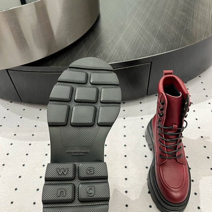 ANKLE BOOTS 55 MM IN BURGUNDY RED CALFSKIN