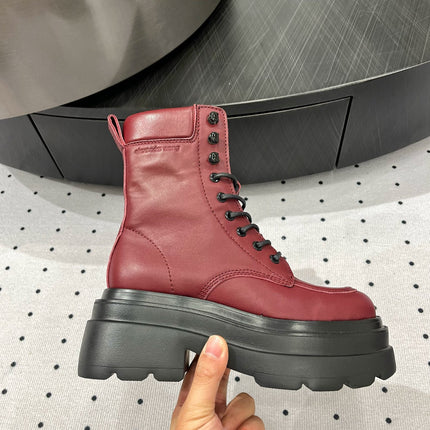 ANKLE BOOTS 55 MM IN BURGUNDY RED CALFSKIN