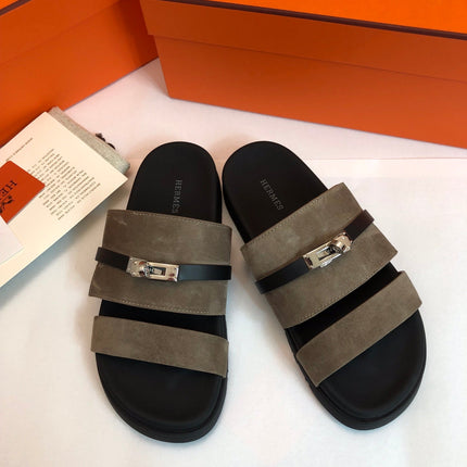 GABRIEL SANDAL MULE IN GRAYISH BROWN SUEDE