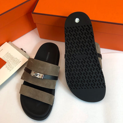 GABRIEL SANDAL MULE IN GRAYISH BROWN SUEDE