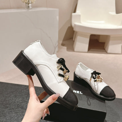 OXFORD SHOES WHITE MIX BLACK SHEEPSKIN