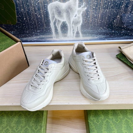 GG COUPLE TRAINER WHITE CALFSKIN WITH LEMON ICON