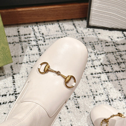 HORSEBIT ANKLE BOOTS 6.5CM IN WHITE SHEEPSKIN