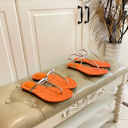 GG SIGNORINA THONG SANDALS IN ORANGE MIX SILVER SHEEPSKIN