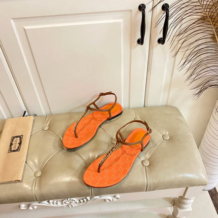 GG SIGNORINA THONG SANDALS IN ORANGE MIX BROWN SHEEPSKIN