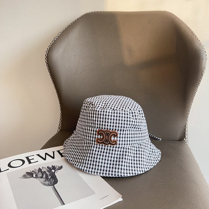 BUCKET HAT MODEL 652077 IN BLACK & WHITE GINGHAM FABRIC