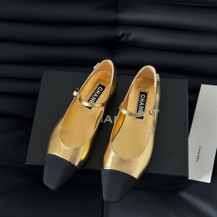 MARY JANE GOLDEN MIX BLACK CALFSKIN