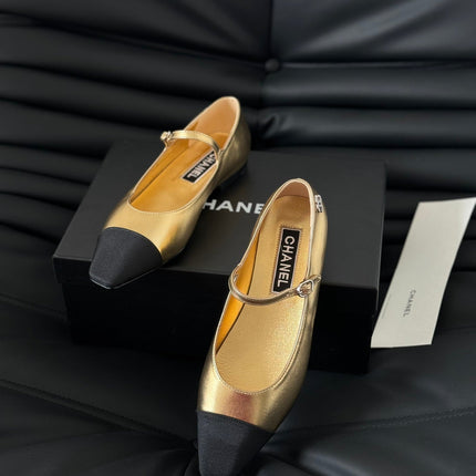 MARY JANE GOLDEN MIX BLACK CALFSKIN