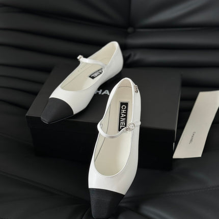 MARY JANE WHITE MIX BLACK CALFSKIN