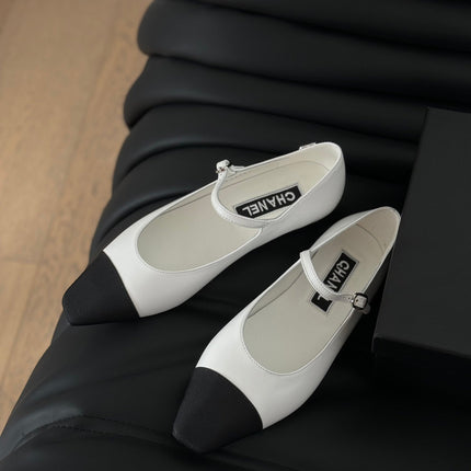 MARY JANE WHITE MIX BLACK CALFSKIN