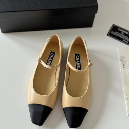 MARY JANE BEIGE CREAM MIX BLACK CALFSKIN