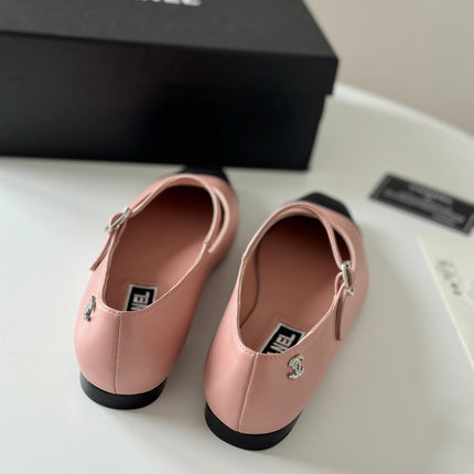 MARY JANE LIGHT PINK MIX BLACK CALFSKIN