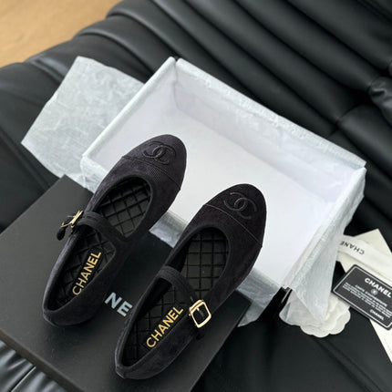 MARY JANE SHOES BLACK CORDUROY TWILL FABRIC